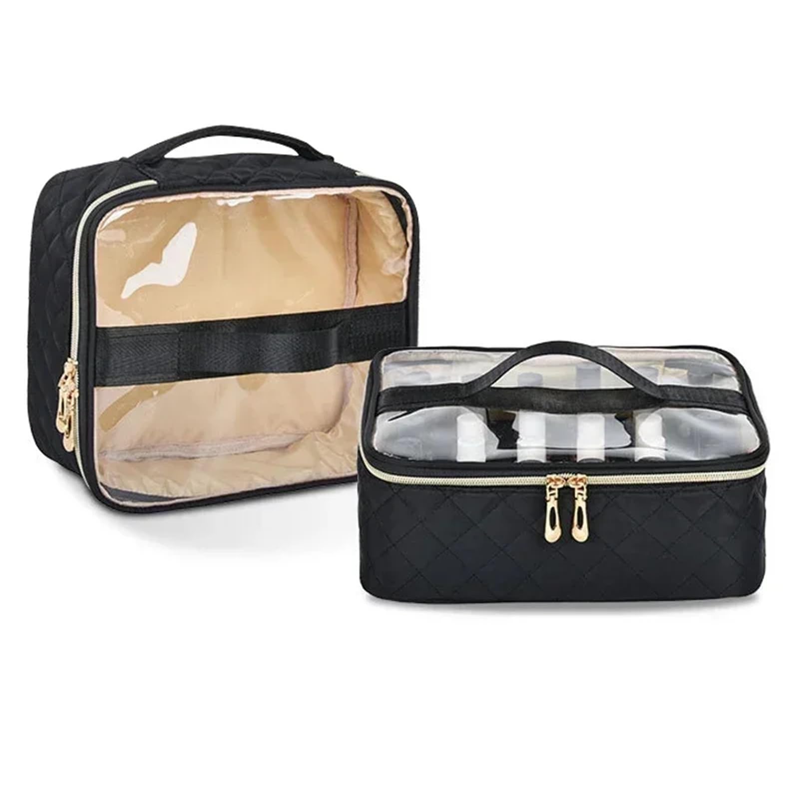 Nagellack Aufbewahrung Nagellack-Organizer-Tasche for 48 Flaschen, Nagelkunst-Aufbewahrungskoffer for Taschen, Kosmetik-Handtaschen-Organizer, Reise-Nagellack-Etui(Pink)