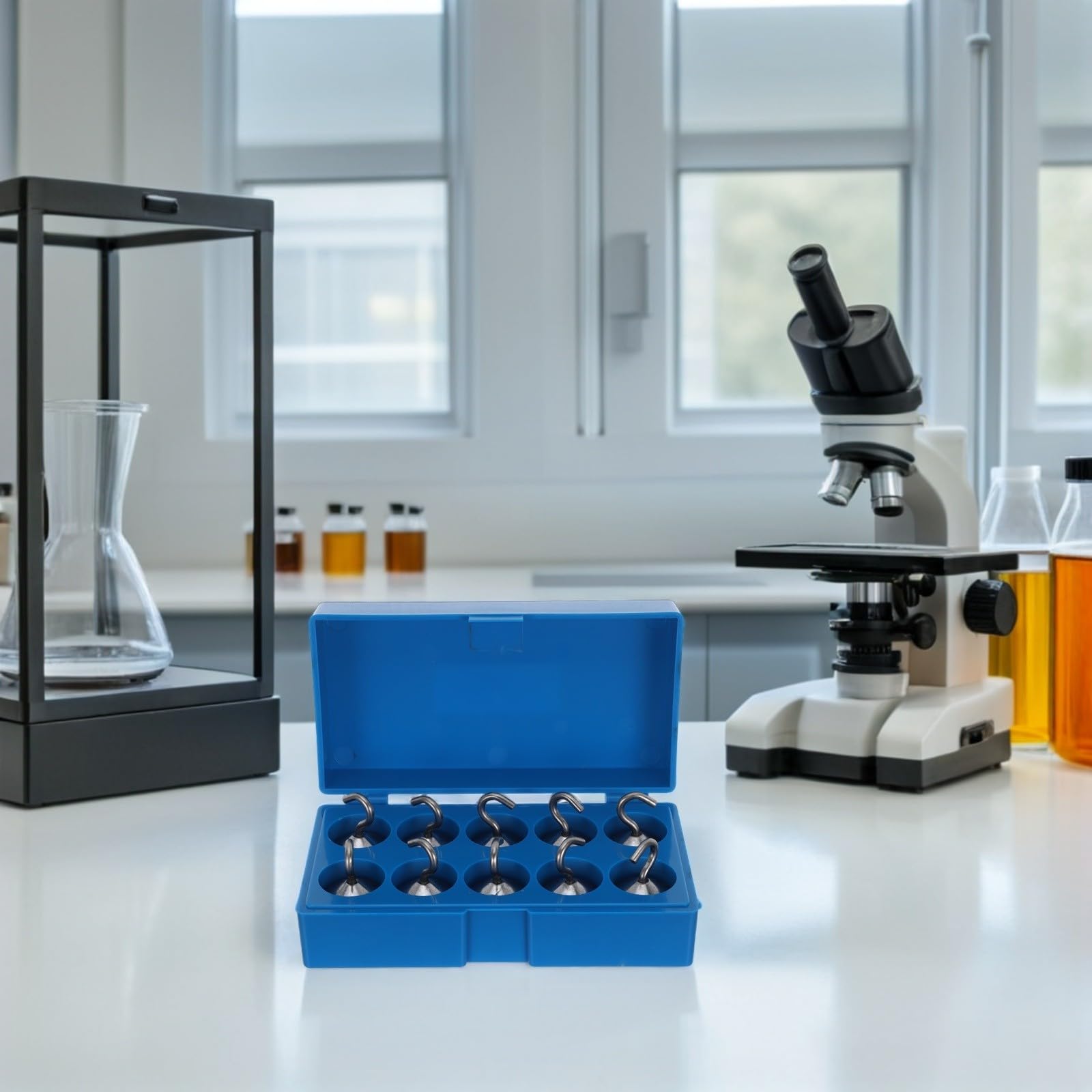 10 Pezzi Pesi Agganciati da Laboratorio 50g in Acciaio