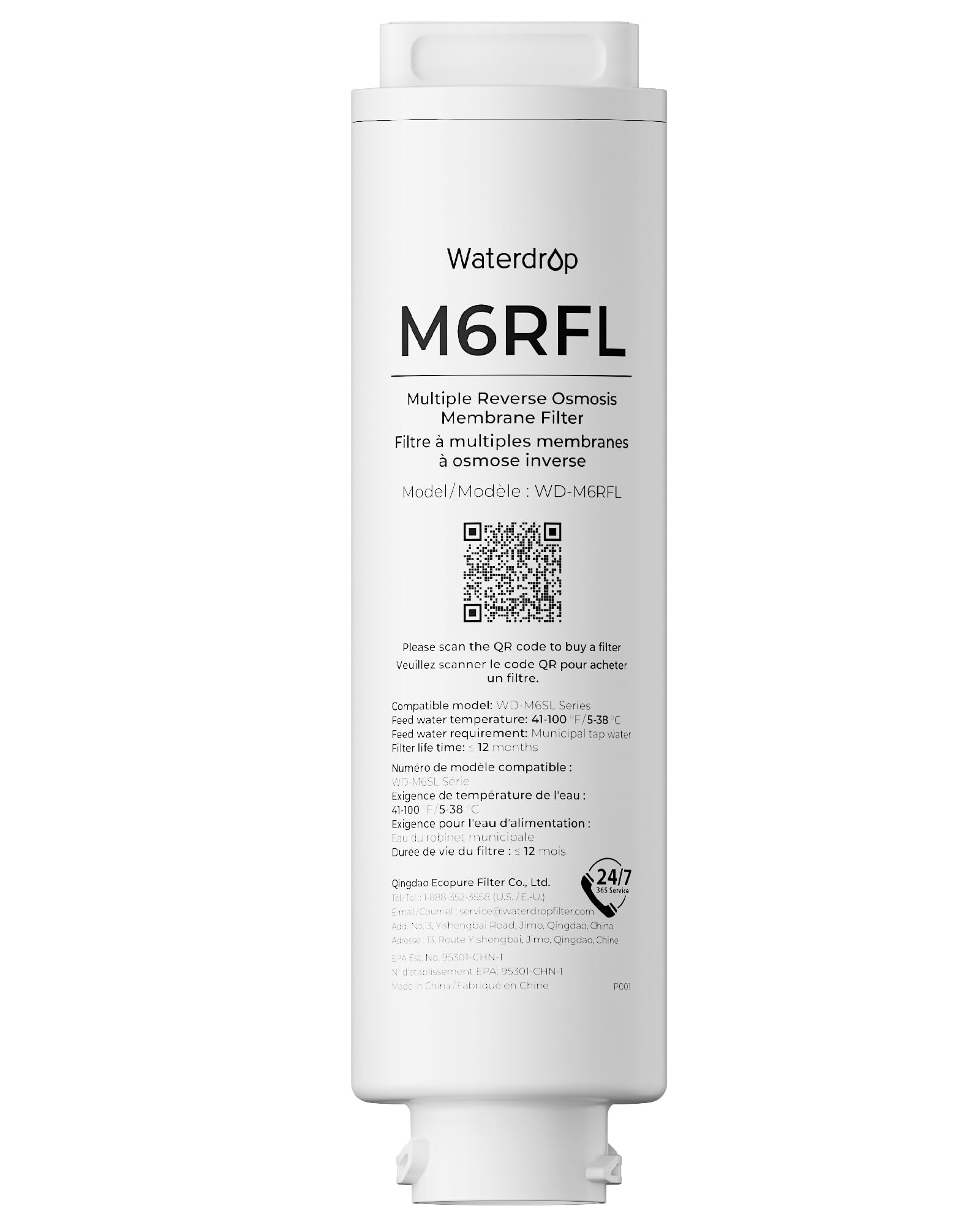 Waterdrop M6RFL Filter, Replacement for M6SL RO System, 12-Month Lifetime
