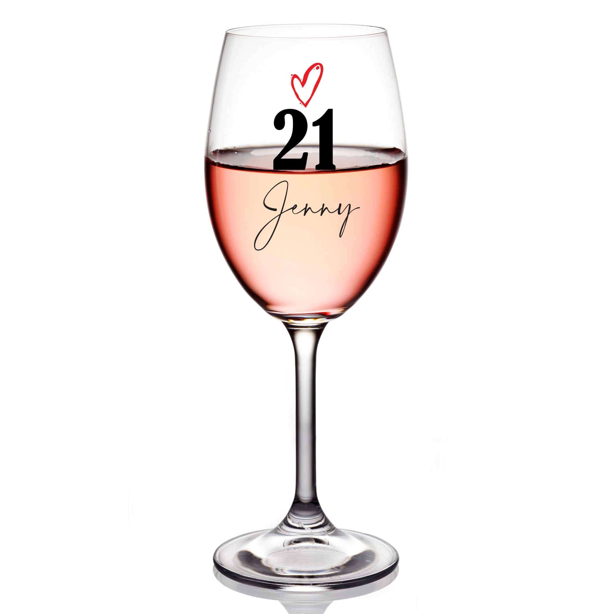 ukgiftstoreonline Personalised 21st Birthday Wine Glass Gift for Her with Love Heart