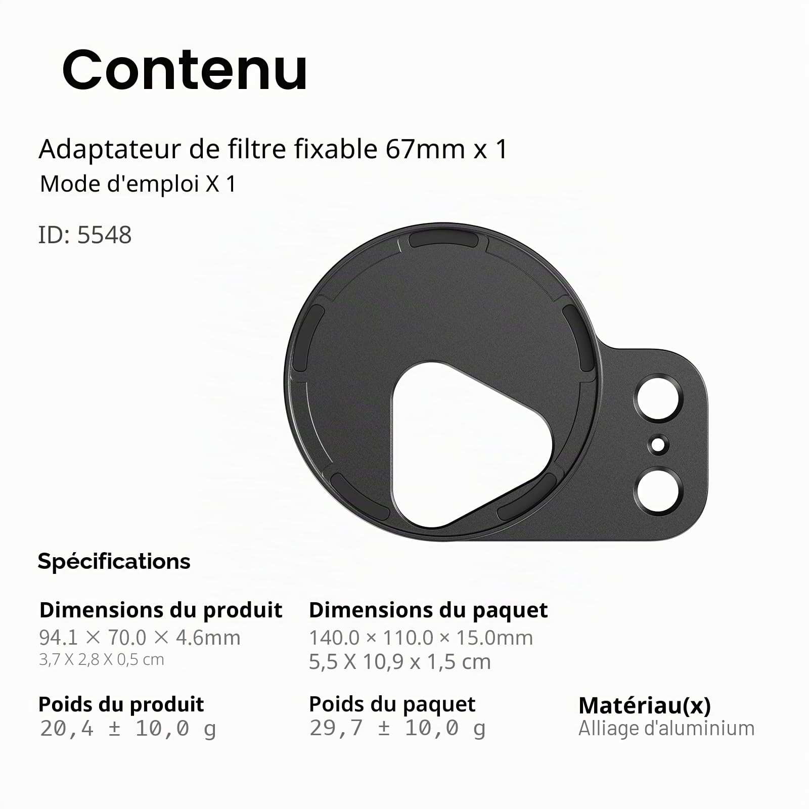 SMALLRIG FilMov Bague de Filtre magnétique 67 mm pour Coque de téléphone 17 Pro Max