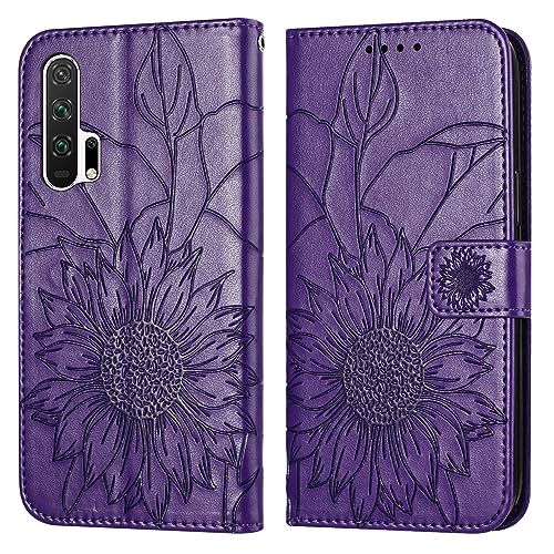 Étui portefeuille Honor 20 Pro en cuir avec porte-cartes antichoc femme