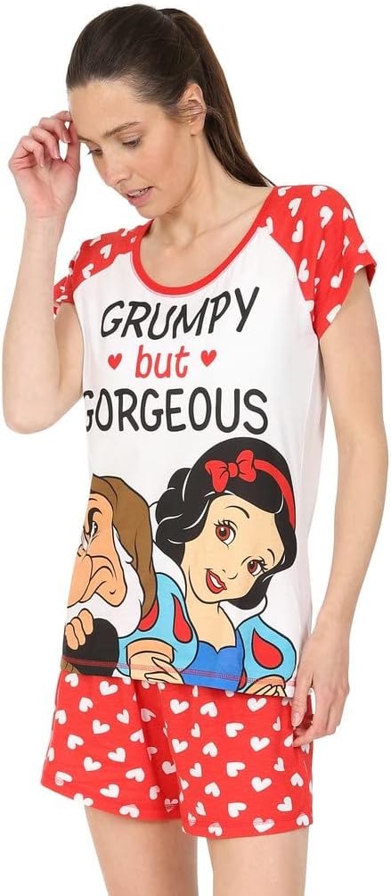 ThePyjamaFactoryDisney Snow White Dwarfs Grumpy But Gorgeous Ladies Short Cotton Pyjamas