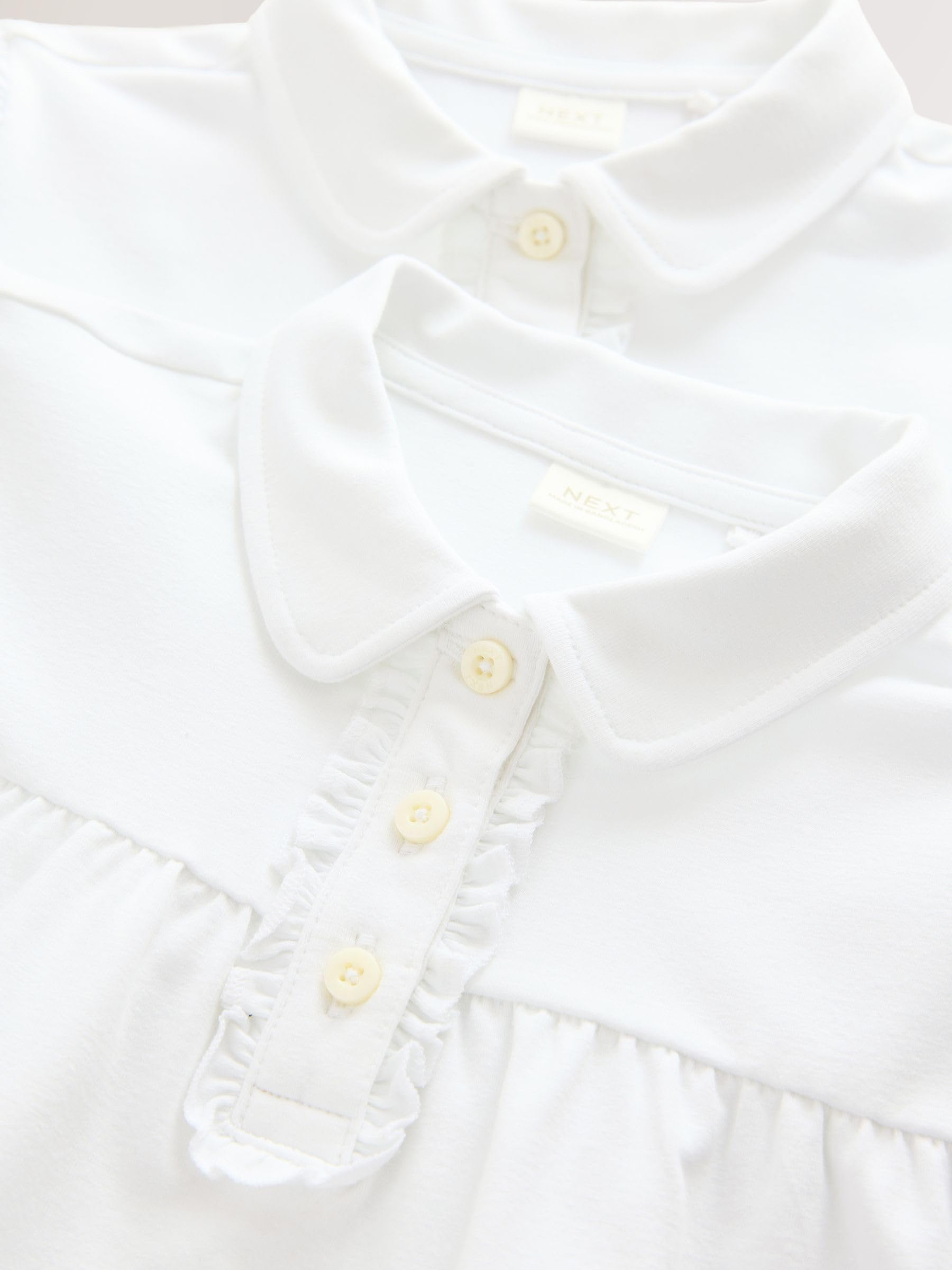 NEXT Fille Polo d’école en Coton Stretch avec Volants aux épaules, Lot de 2