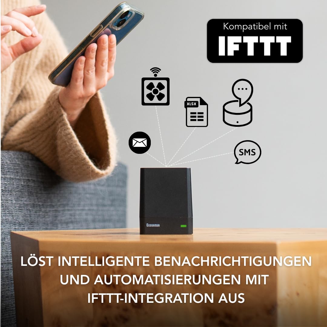 Ecosense EQ100 EcoQube, Digitaler Radon-Detektor, Schnelle Erfassung schwankender Werte, Kurz- & Langzeitüberwachung mit Trenddiagrammen, Fernzugriff auf Daten, Wi-Fi 2,4 GHz Netzwerke nur