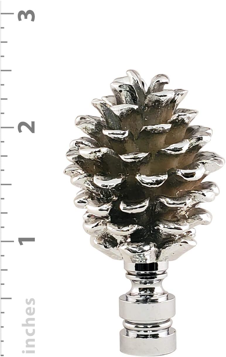 Royal Designs Pine Cone Design Lamp Finial (Chrome, Set of 2)
