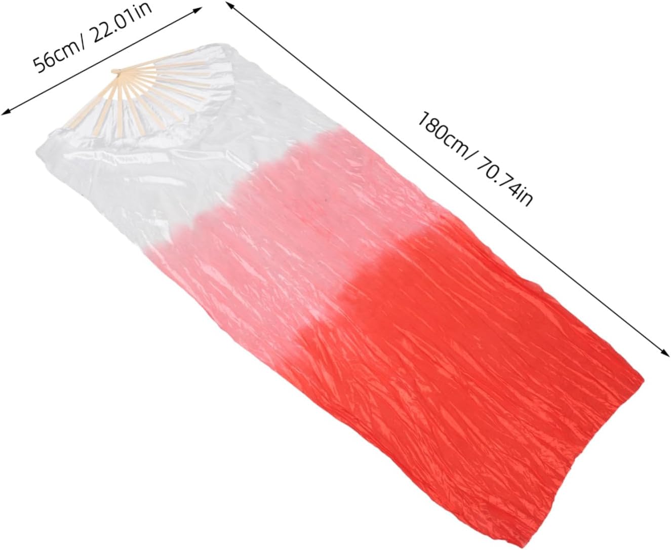 2pcs Gradient Long Fabric Dance Veil Fans, Red Ombre Silk Handheld Belly Dance Accessories for Stage Performances and Outdoor Practice, 1.8m Length, Left and Right Hand Use