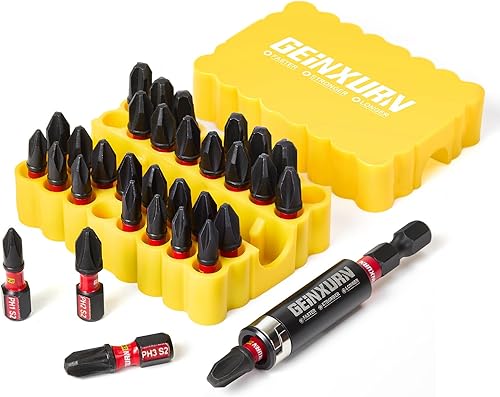 Miniatura 15 de Juego de puntas de destornillador de impacto, 33 piezas de 3" Cabezas múltiples magnéticas de acero S2 PH/SQ/Torx/Pozi con base suave roja