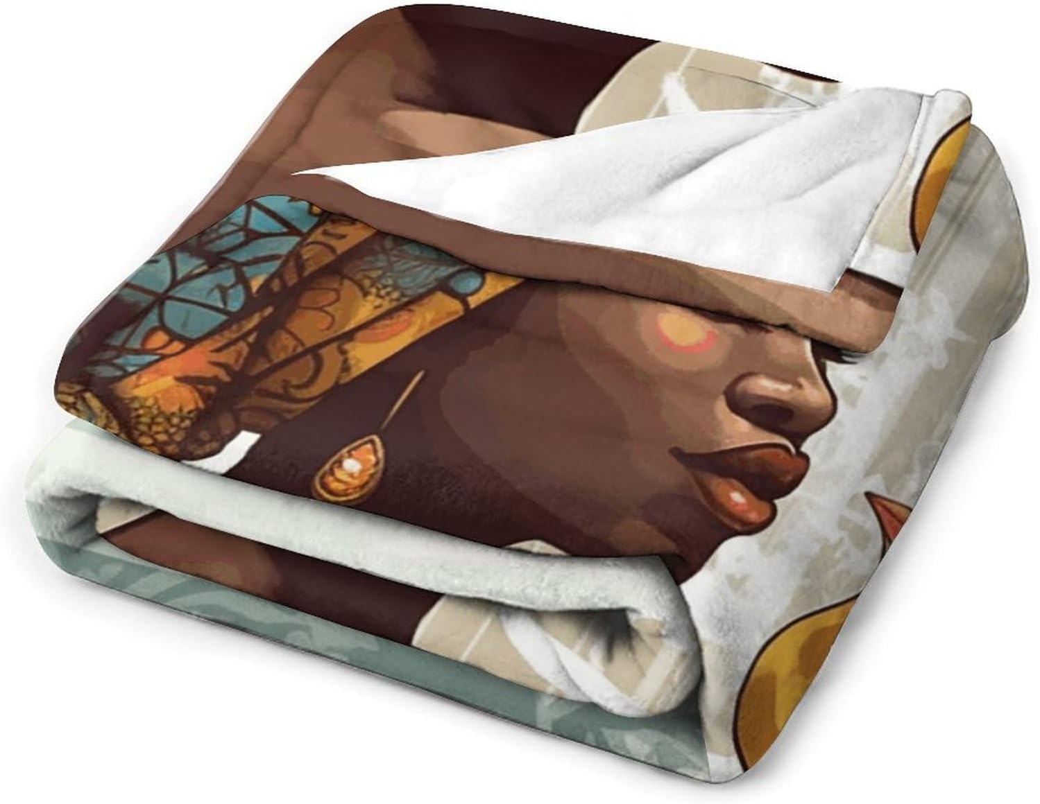 Throw Blanket Super Soft African Girl Flannel Blankets Warm Cozy Travel Blanket Anti-Pilling Bed Blanket Lightweight Sofa Blanket for Couch Chair Camping All Season 60""x80"", White