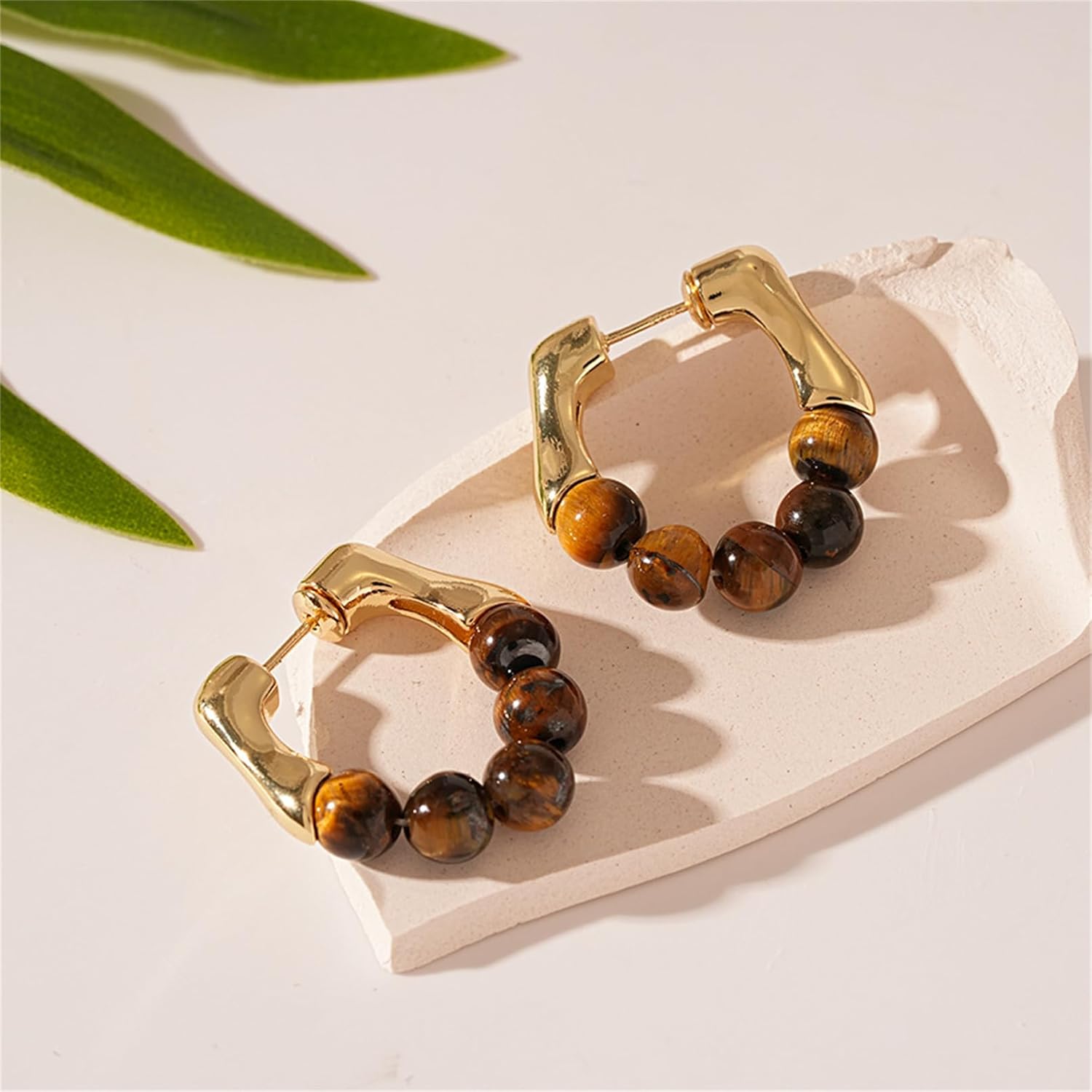 Bohemian Bead Hoop Earrings for Women Handmade Round Turquoise Earrings 14K Gold Plated Huggie Earring Holiday Reiki Jewelry Gift - Image 8