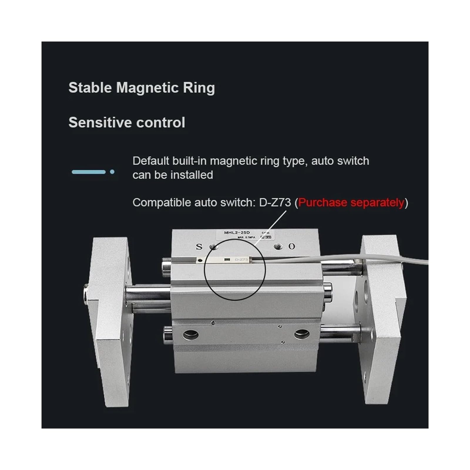 Pinza neumática de Tipo Paralelo/Tipo Ancho Serie MHL2 2 Dedos Tamaño del Orificio 10/16/20/25/32/40 mm Carrera de Apertura/Cierre 20-200 mm(MHL2-D,Bore 25mm)