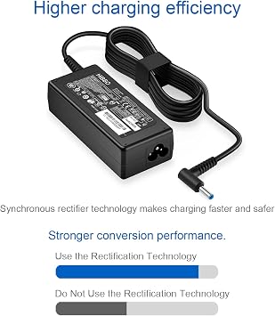 Charger Compatible with HP Laptop Computer 65W 45W Smart Blue Tip Power Adapter