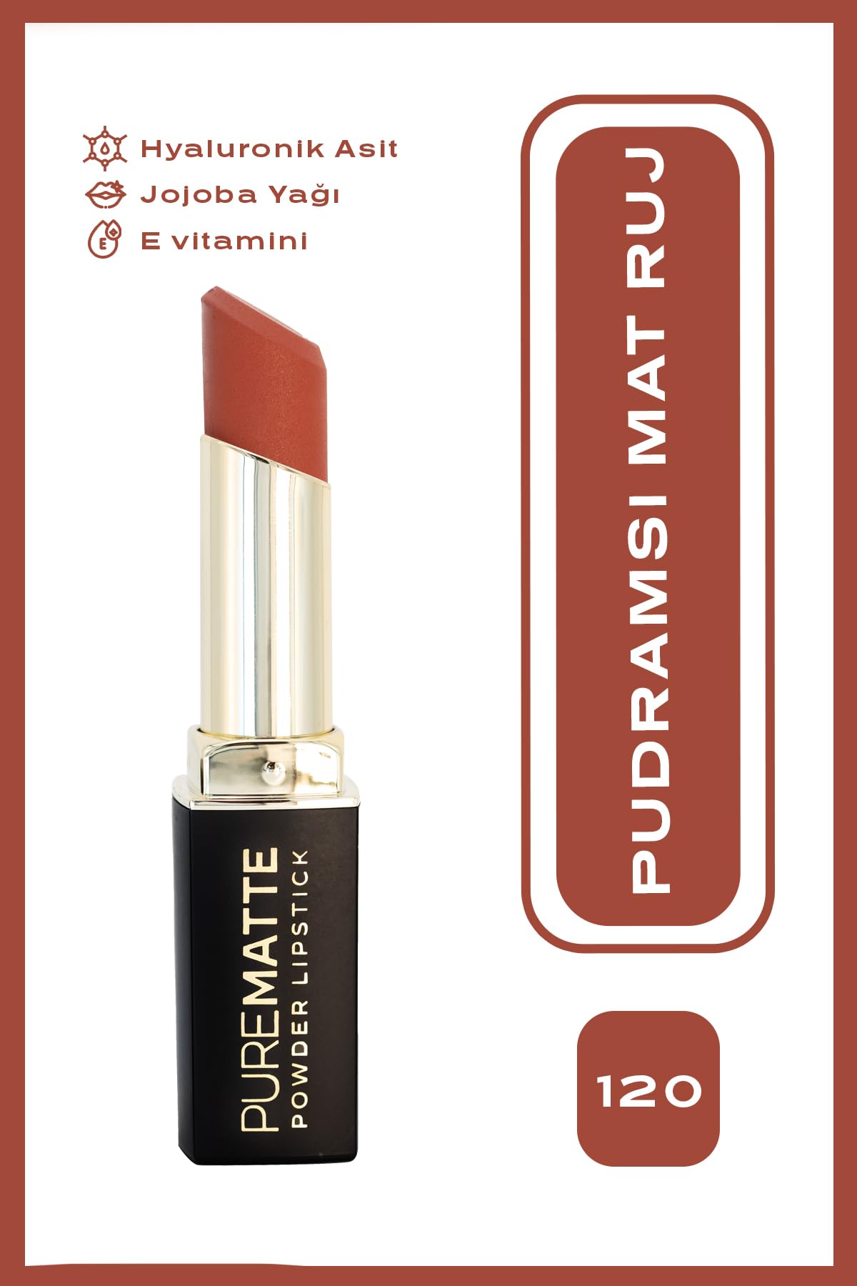 Golden Rose Pure Matte Powder Lipstick No: 120 - Nemlendirici Pudramsı Mat Ruj