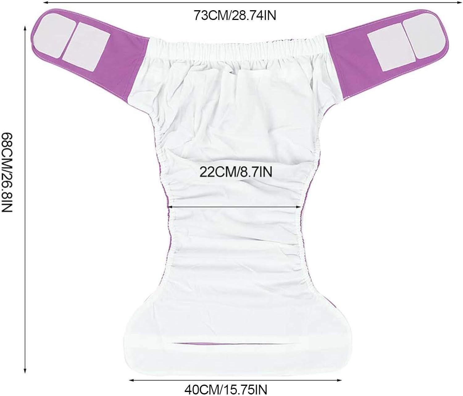 Couches en tissu réutilisables pour adultes, imperméables et lavables pour incontinence, pour femmes et hommes (violet)