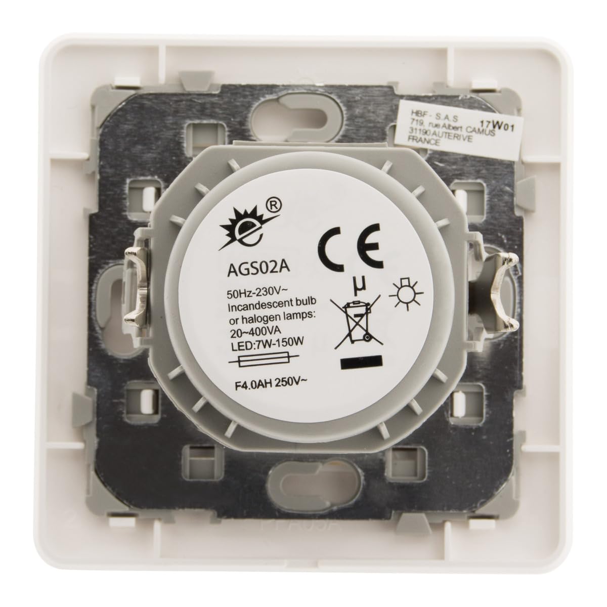 Zenitech - Ściemniacz Obrotowy Kompatybilny z LED - Montaż Podtynkowy, Kompaktowy Silnik, Precyzyjna Regulacja - Wspornik Clip-On - Płyta 86 x 86 mm - Biały