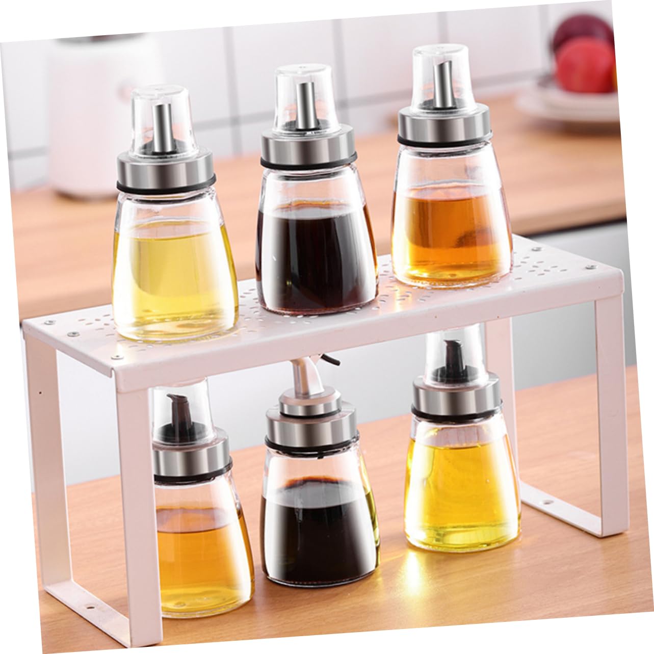 COLLBATH 3 Kleine Glasflaschen für Öl Essig und Sojasoße Einhandbedienung 3 Stück für Küche und Tisch aus Glas mit Edelstahlverschlüssen