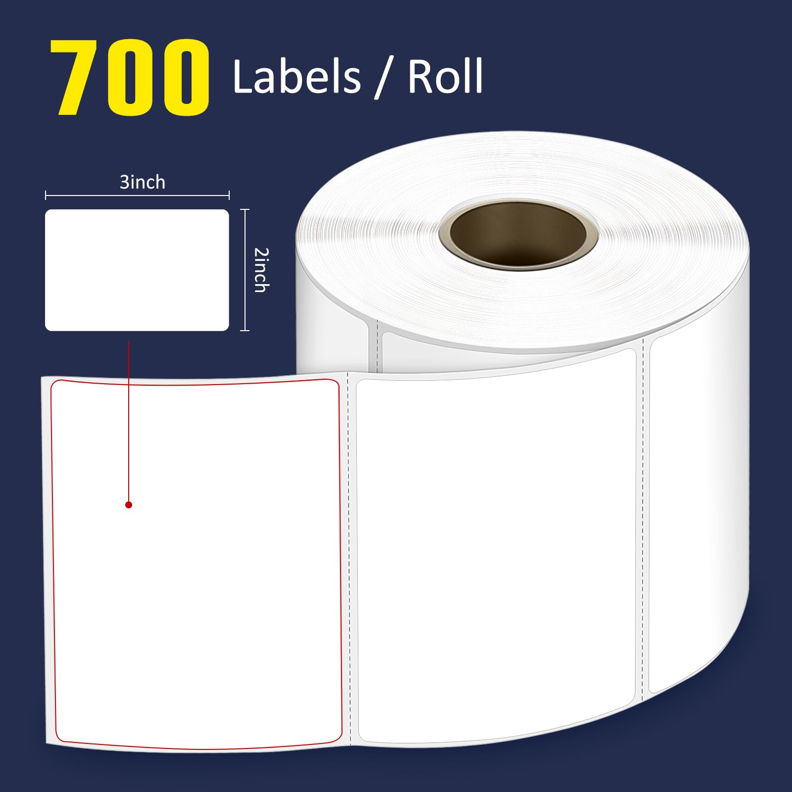 L LIKED Thermodirekt-Etiketten, 7,6 x 5,1 cm, perforiertes Barcode-Versandetikett, kompatibel mit Rollo, Zebra und anderen Desktop-Druckern (1 Rolle, 700 Etiketten)