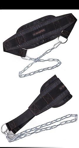 Miniatura 5 de Cinturón de levantamiento de pesas con cadena el cinturón de dominadas con peso cuenta con un diseño de cadena resistente para proporcionar apoyo