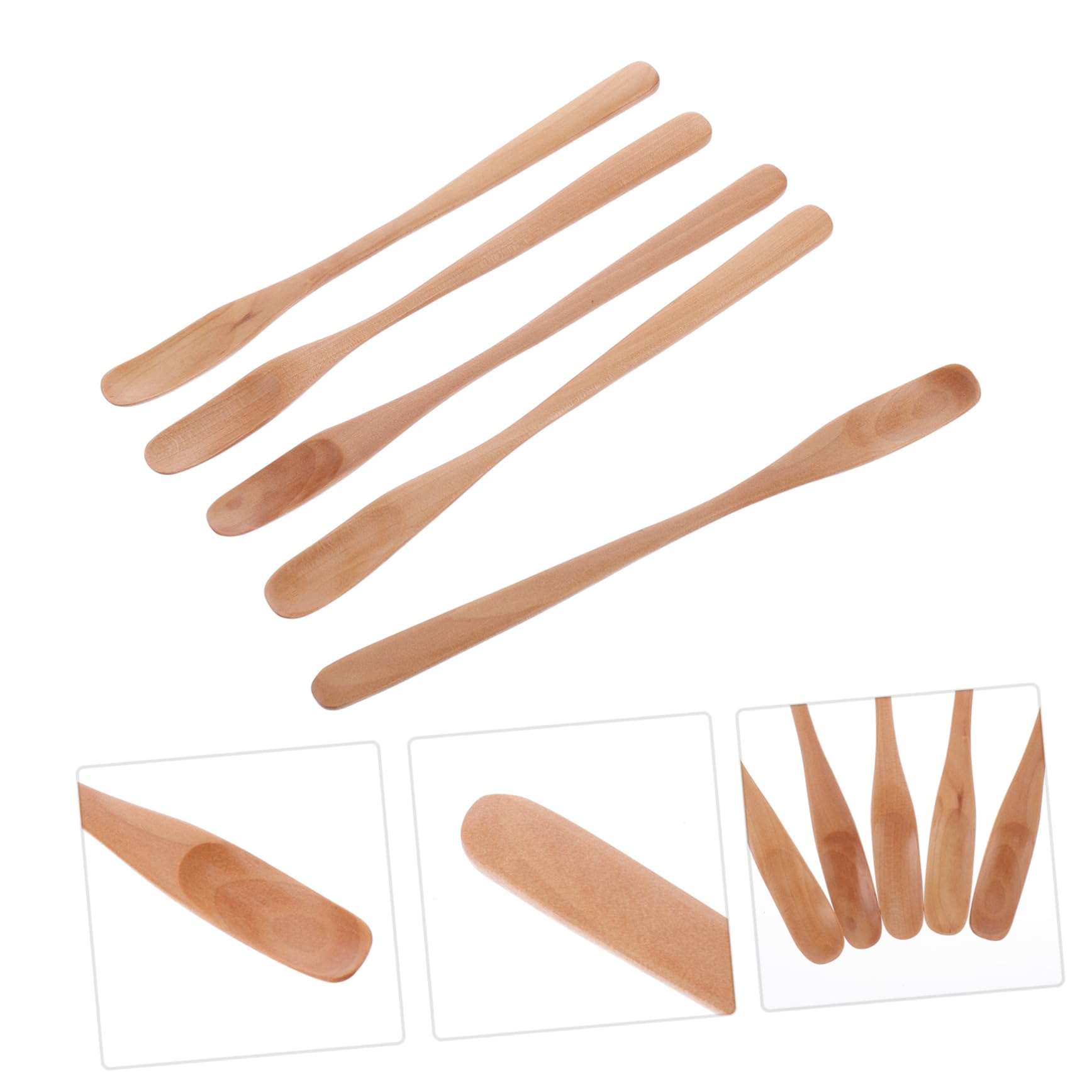 STOBAZA 1set Wooden Mixing Spoon Honey Server Cocktail Syrups Espresso Stirrer Honey Stirring Spoon Beverage Stirrer Coffee Stir Spoons Syrups for Drinks Handle Spoons Espresso Spoon 5pcs