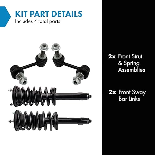 Miniatura 201 de TRQ Kit de suspensión delantera, conjunto de amortiguadores y resortes, barra estabilizadora, enlace estabilizador compatible con Chevrolet