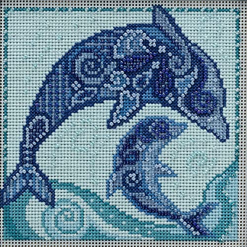 Image of Mill Hill Dolphin Beaded Counted Cross Stitch Kit 2022 Marine Life Quartet Collection MH172213