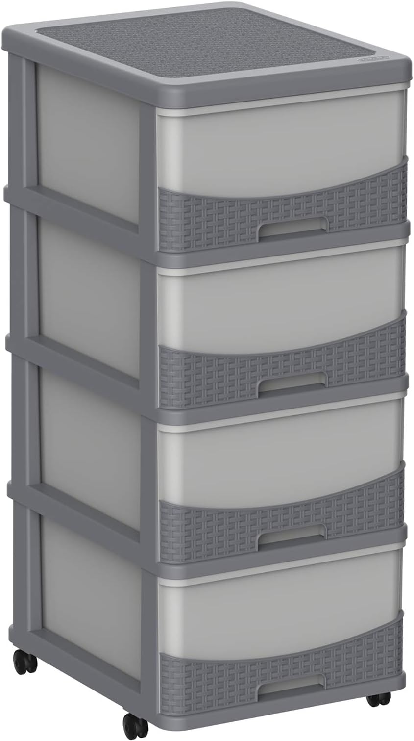 Cosmoplast Rattan 4 Level Storage Cabinet - Grey/Dark Grey