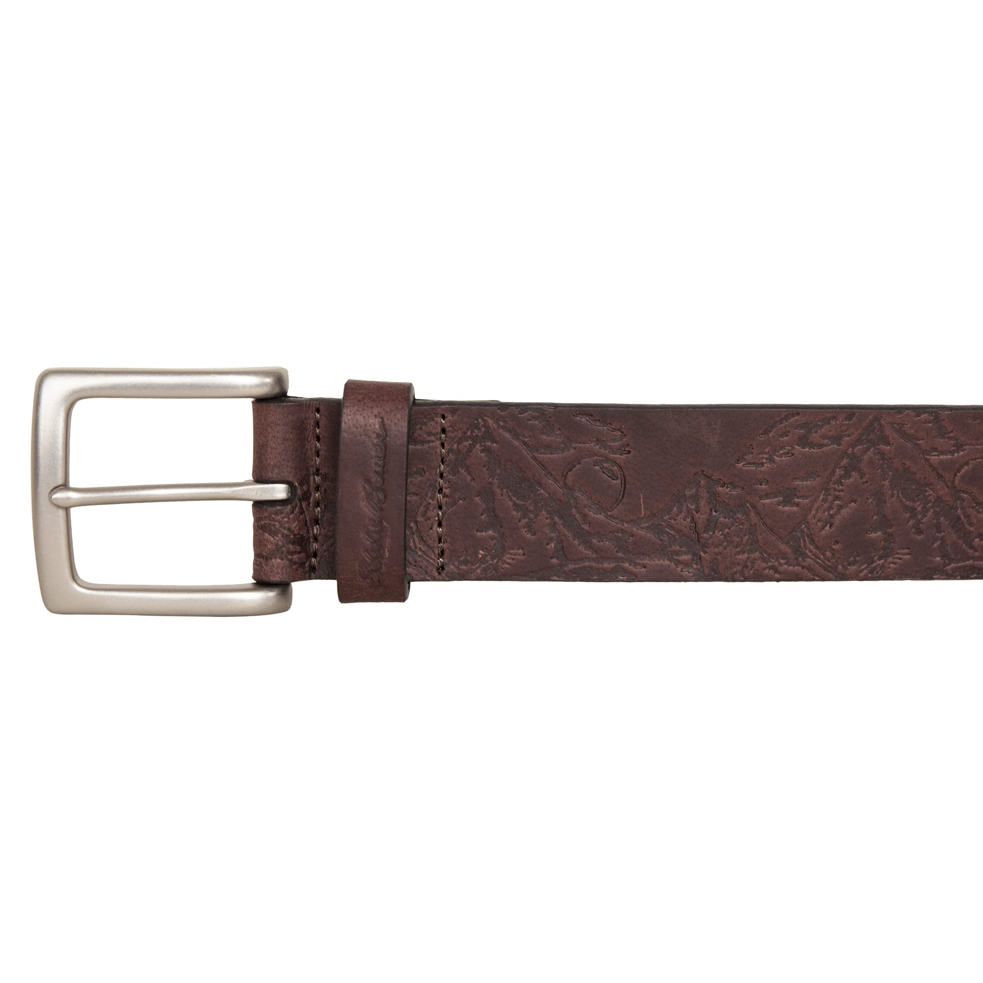 Eddie Bauer Debossed Live Your Adventure Leather Belt - BROWN - M