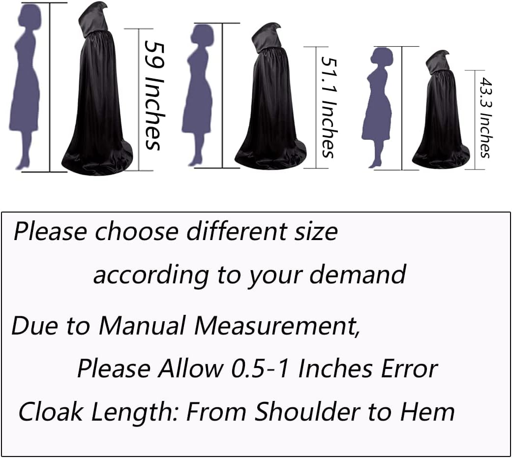 yolsun Black Satin Cape with Hood for Women Halloween Adult Vampire Hooded Cloak Costume