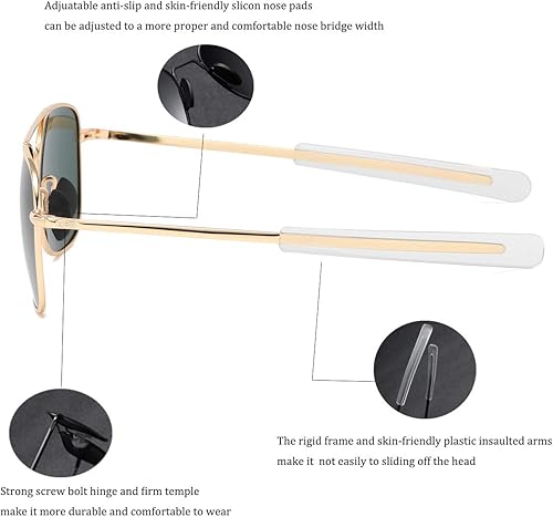 Miniatura 5 de Gafas de sol de aviador para hombre, lentes de sol polarizadas militares del ejército estadounidense, lentes de sol polarizadas