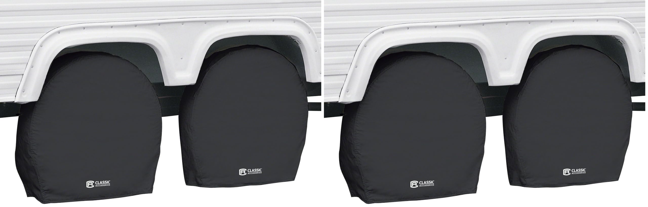 Classic Accessories Over Drive RV Wheel Covers, Wheels 21"-24" Diameter, 8.25" Tire Width, Black, Breathable Polyester Fabric, Universal, Anti-Slip, Durable (Pack of 2)