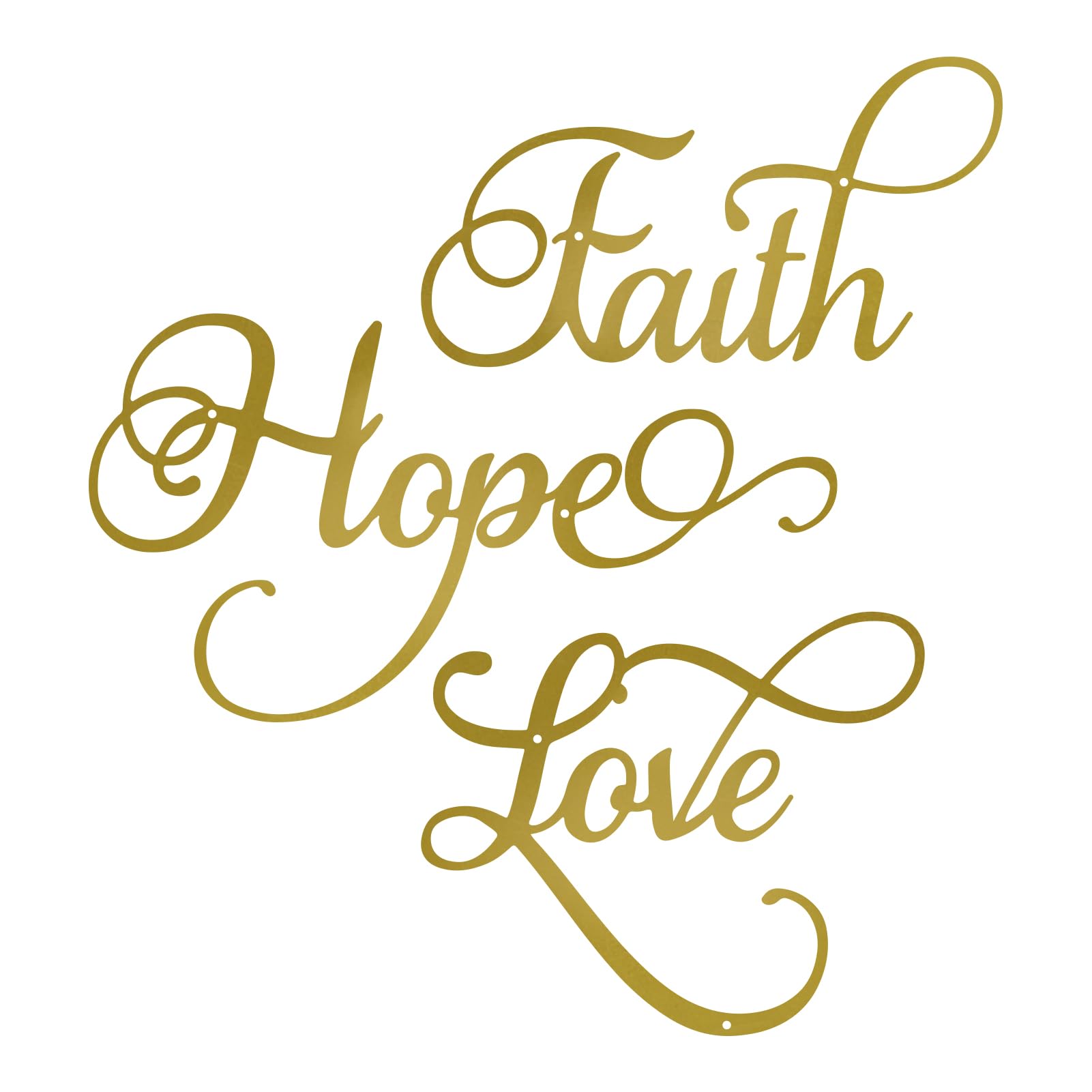 ESTART Faith Hope Love 3Pcs Gold Metal Farmhouse Inspirational Wall Sign