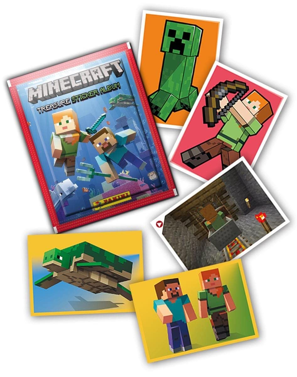 Panini Minecraft - Confezione di 50 adesivi multicolore resistenti allo sbiadimento, su carta opaca, per parete, album, cartine, uso singolo