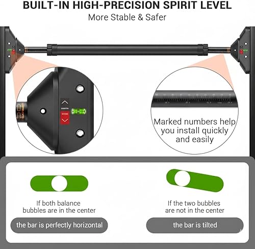 Miniatura 4 de Barra de dominadas para puerta, barra de entrenamiento de fuerza sin tornillos, mecanismo de bloqueo de ancho ajustable con barra antideslizante