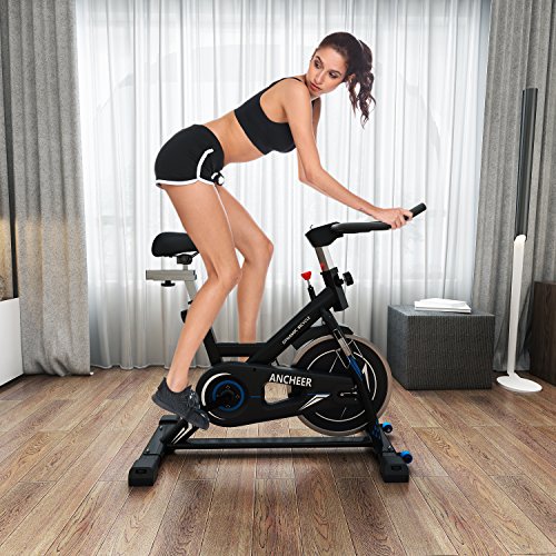 Ancheer Indoor Cycling Bike - Stationary Exercise Bikes With 49Lbs Flywheel, Adjustable Resistance And Lcd Monitor For Home Exercise, App Control (Diamond Black) #TOP2