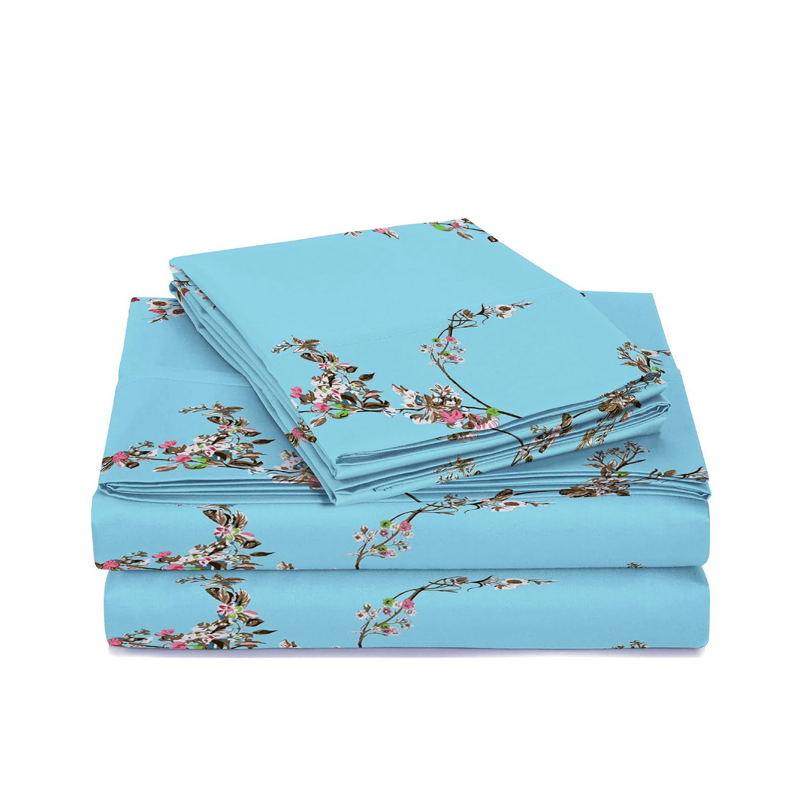 EverSoft Bedding 4Pcs Set 100% Egyptian Cotton Printed Duvet Cover Double Size with 1x Printed Fitted Sheet & 2 Matching Pillowcase Pair 400 Thread Count Quilt Reversible Double Duvet Cover Set - Image 3