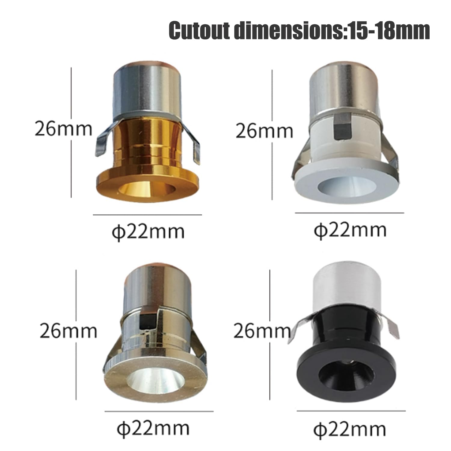 10 focos LED de 1 W, minifocos empotrables de 3000 K, 230 V, ultraplanos, para cocina, salón, armario, vitrinas, escaleras, iluminación (dorado)
