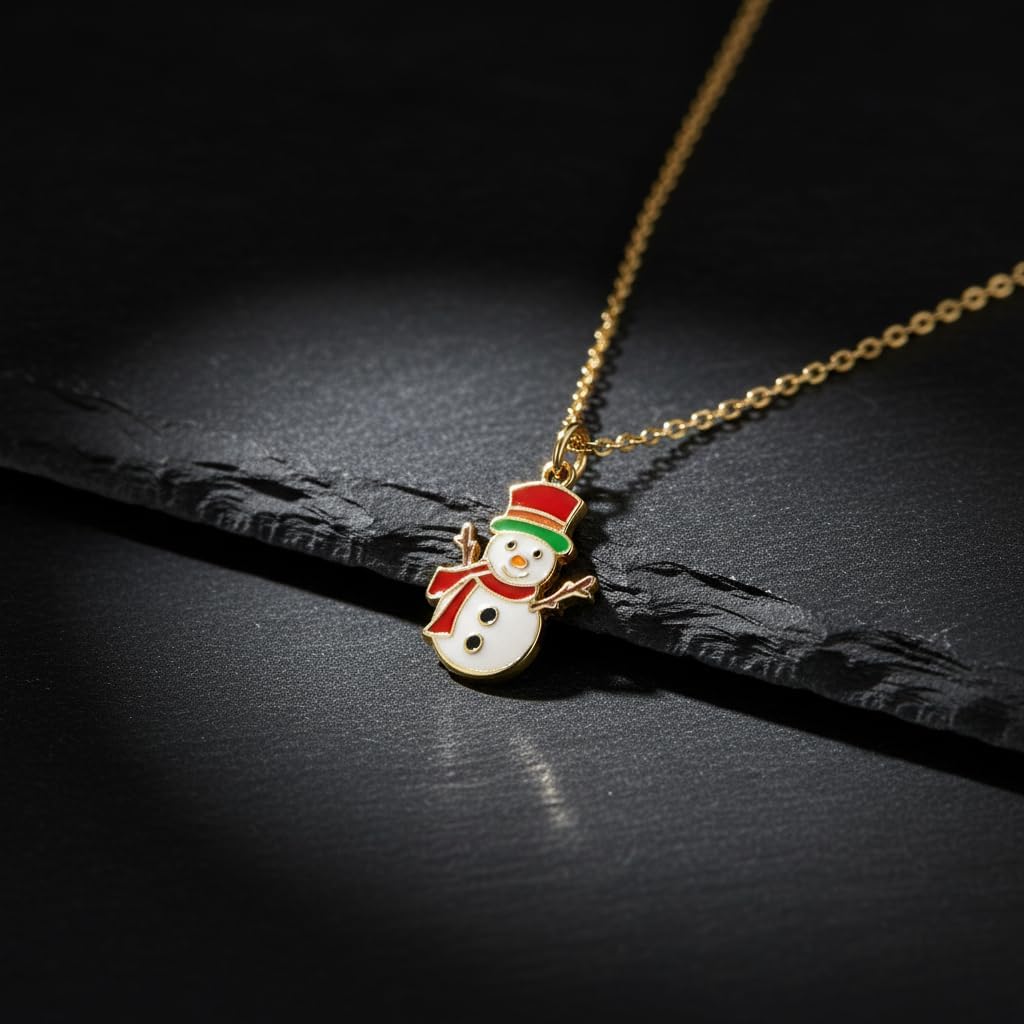 Silver Snowman Necklace, Enamel Holiday Pendant, Cute Winter Accessory, Christmas Gift for Her, Festive Winter Necklace - Image 5