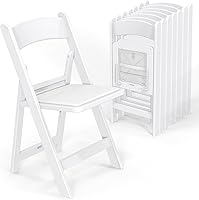 VINGLI 8 Pack Resin Folding Chairs with Padded Cushion Seats - Foldable Durable White Chairs for Indoor Outdoor Events Parties