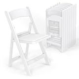 VINGLI Resin Folding Chairs with Cushion, Foldable Plastic Chair with Comfortable Padded Seats, Perfect for Event Party Indoor Outdoor, White, 8 PC