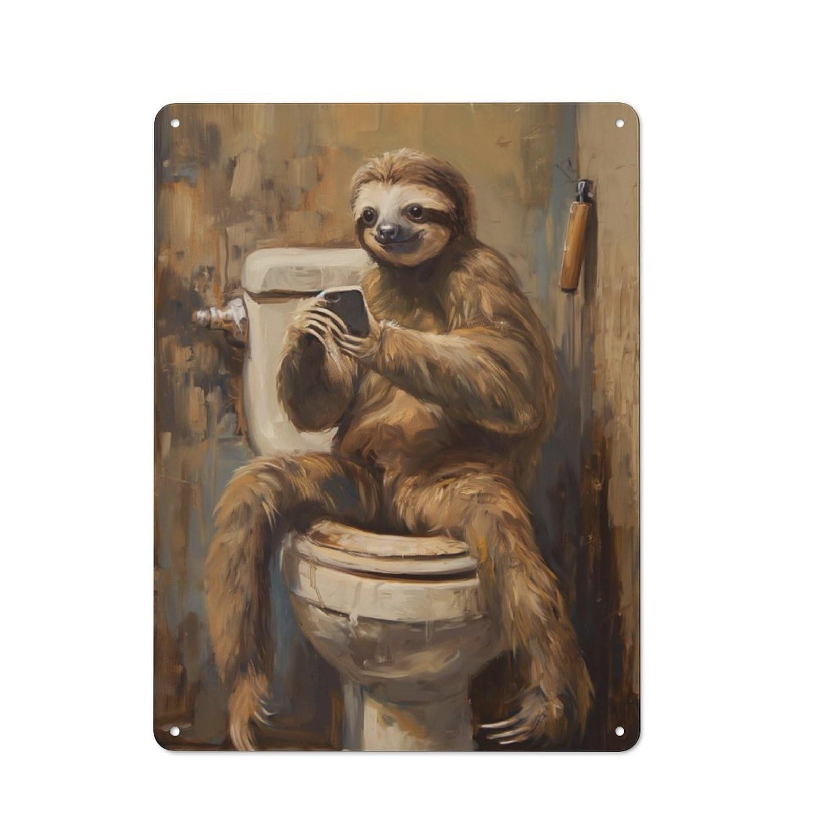Junmoney Sloth Bath Room Phone Text Garage Metal Sign 40X30cm, Retro Workshop Wall Decor For Tool Room, Garage, Studio Or Home Bar