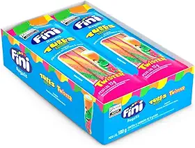 Fini Mini Balas De Gelatina Tubes Twister Cítrico Com 12 Unidades