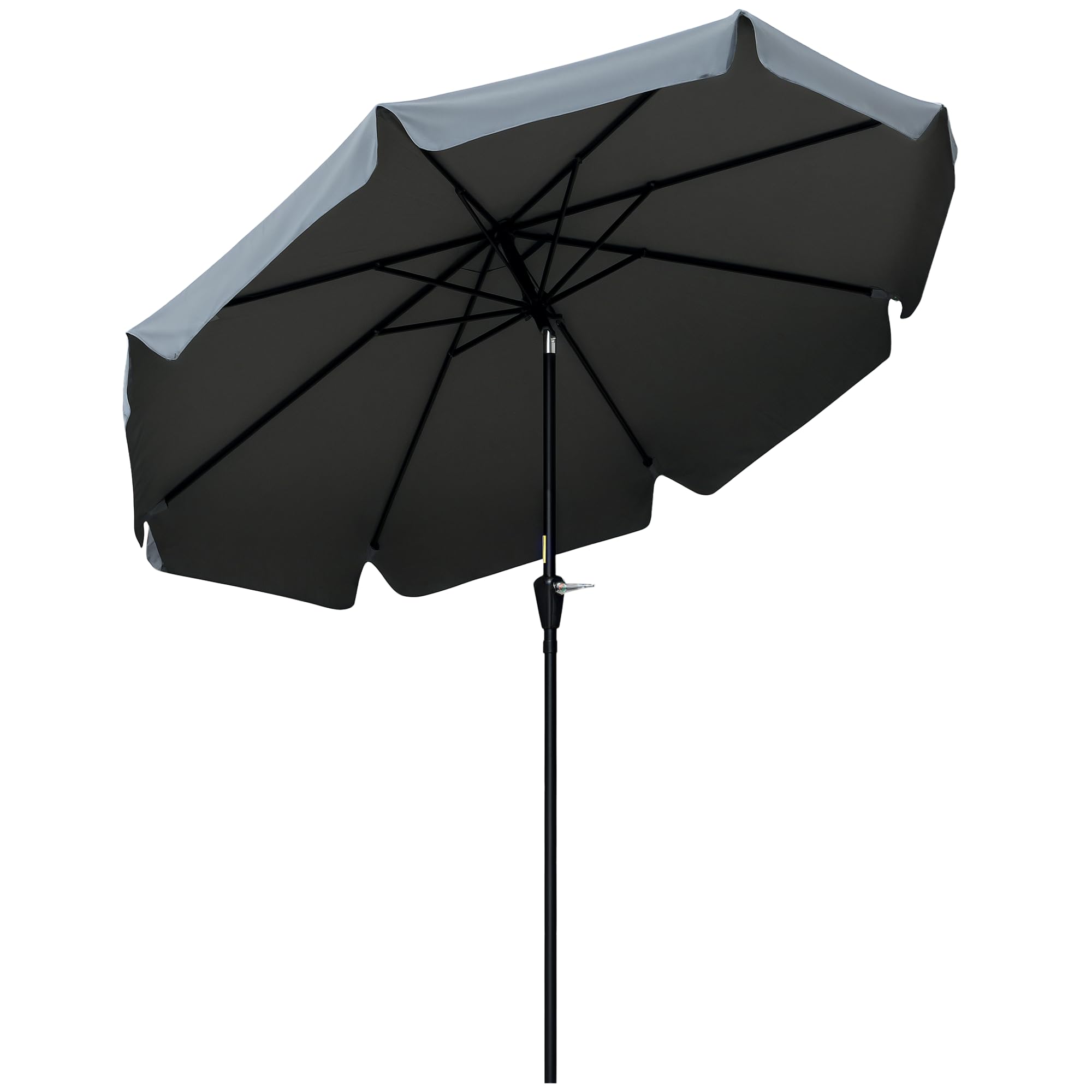 Outsunny Sombrilla Terraza Exterior Ø266 cm Sombrilla de Jardín Inclinable con Protección UV50+ Poste de Aluminio y Manivela Parasol para Patio Terraza