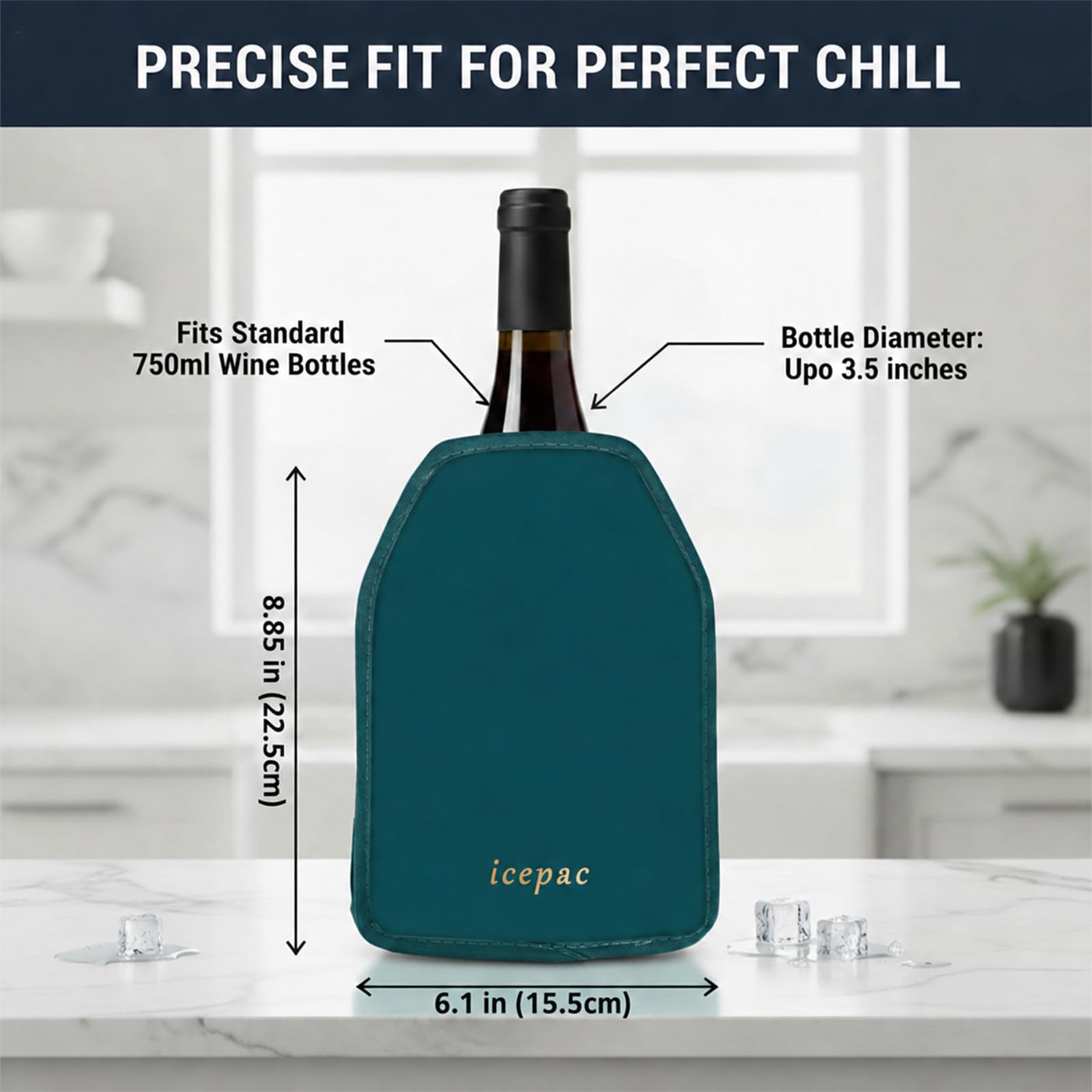 Wine Cooler Sleeve, Wine Bottle Gel Cooler Sleeve Freezer Chiller, Long Lasting Keep Wine Cool and Chill Sleeve for Prosecco Champagne Beer Wine Bottles(1PCS Blackish green) — Amazon image 2