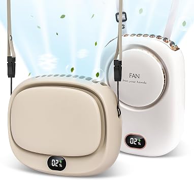 2 Pack Portable Neck Fan Beige+White