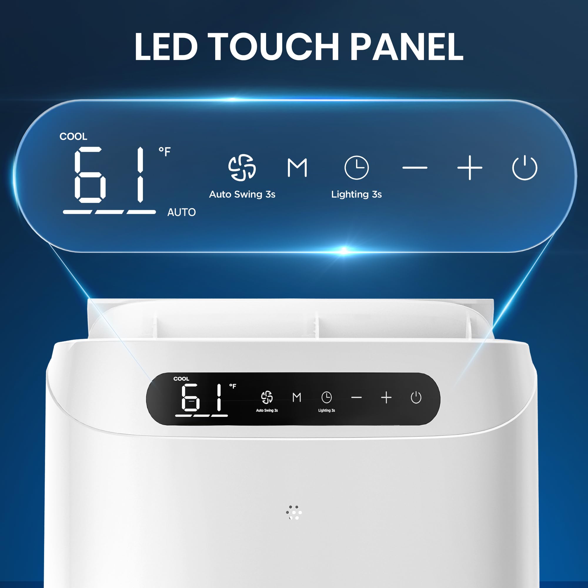 14000 BTU Tragbare Klimageräte für Raumkühlung bis zu 700 Sq.Ft, 3-in-1 Leise Tragbare AC Einheit mit Luftentfeuchter Ventilator, Fernbedienung, Smart Sleep Modus, 24H Timer, Windows Kit enthalten