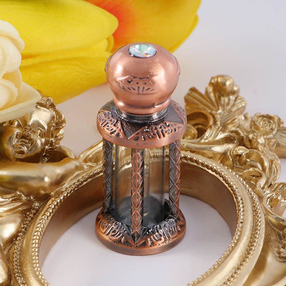 FRCOLOR Bouteilles De Parfum Vintage Vide: Bouteille D'huiles Essentielles De Style Arabe 3 Ml Contenant D'échantillons Moyen-Orient Pour Parfum Doré