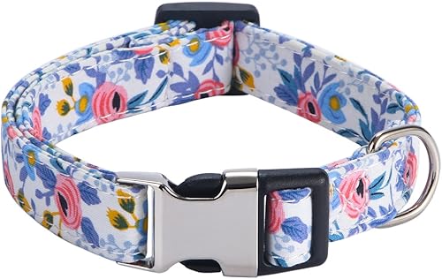 Miniatura 7 de Collares para perras hembras, diseño de rosa, girasol, margarita y leopardo en tamaño pequeño, mediano, grande para perras hembras, verde margarita