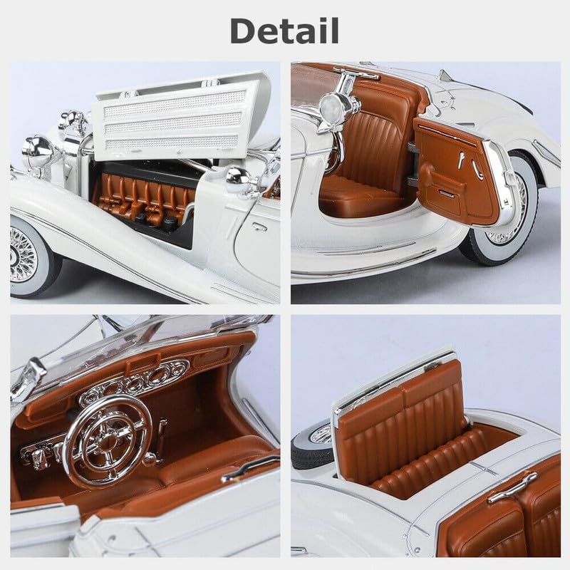 Image of Play Boy 1:24 1936 M-Benz 500 K Model Diecast Metal Alloy Pullback Toy Vehicle with Openable Doors Light and Music Car for Kids (Multicolor)