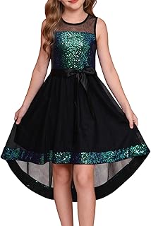 GRACE KARIN Girls Sequin Party Formal Dress Wedding Guest Sparkle Fancy Birthday Tulle High