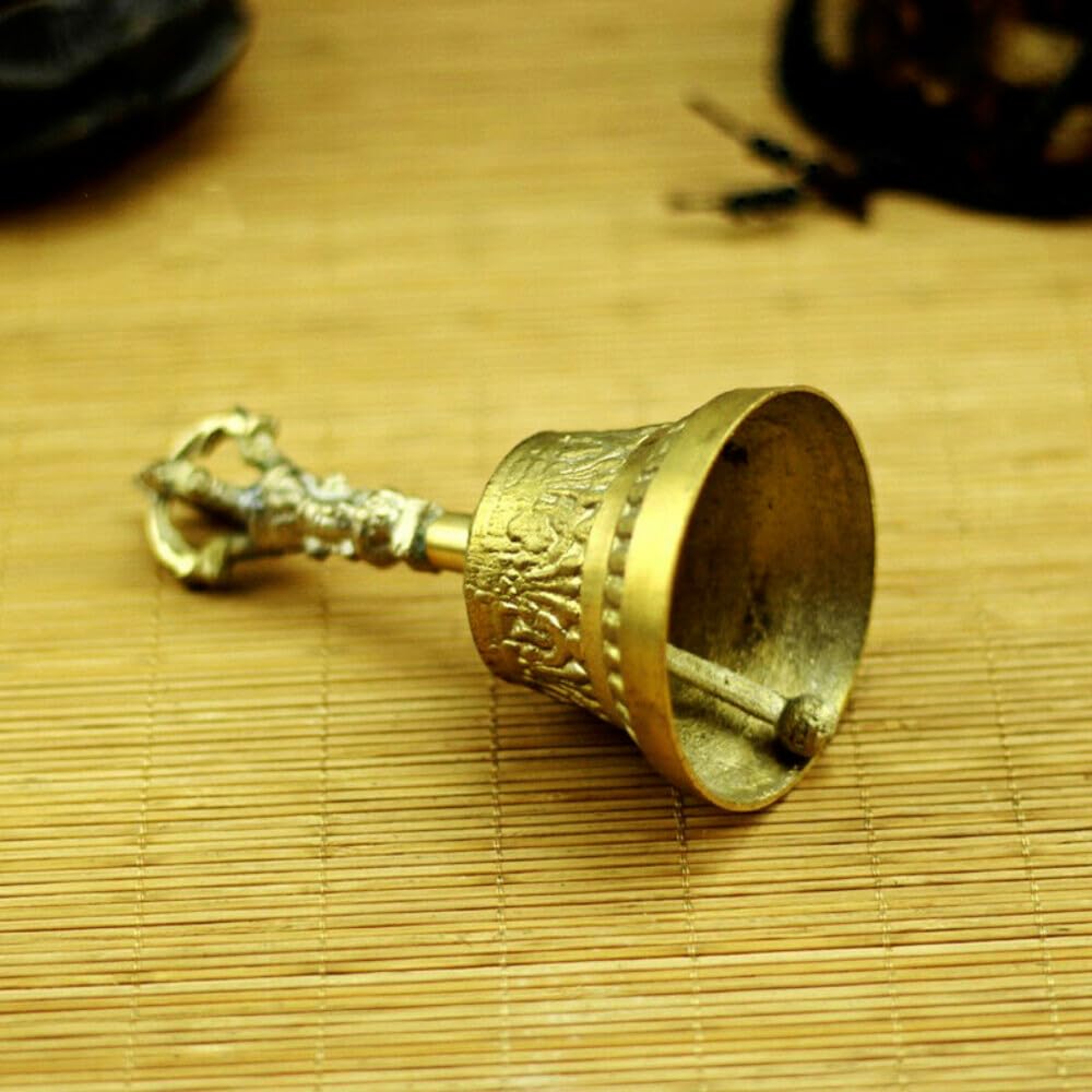 Campana de cobre hecha a mano para meditación tibetana Dorje Vajra Bell